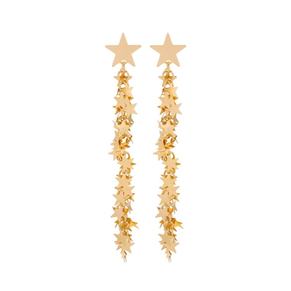 Star Drop & Dangle Gold Earrings - Picture 4 of 5